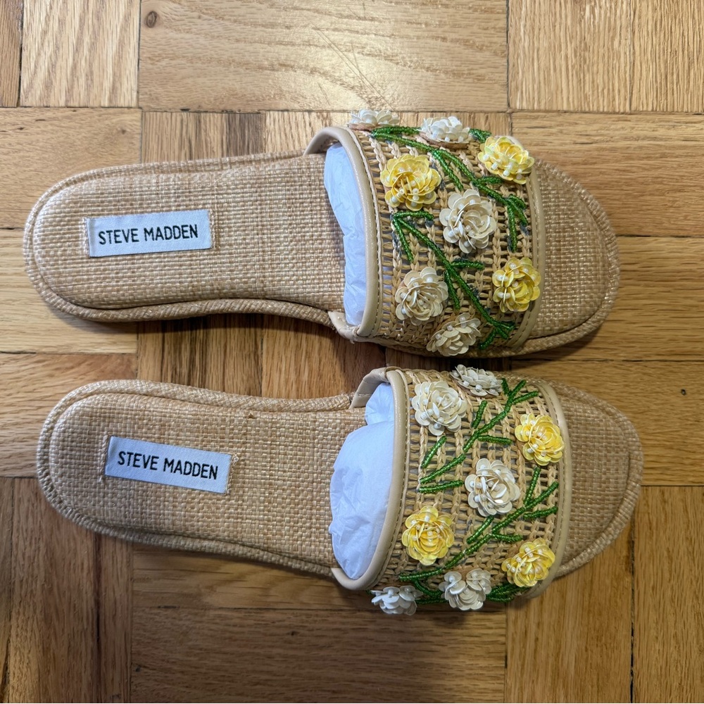 Steve Madden Yellow Green Pineapple Slide Sandals